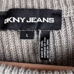 DKNY Jeans 100% Cotton Gray & Metallic Silver Animal Print Size L Crew Sweater Photo 6