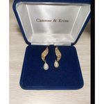 Pearl And Gold Drop Earrings Jbk Camrose and Kross Jacqueline Bouvier Kennedy Photo 2