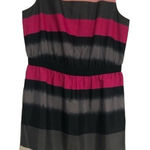Loft  striped summer medium petite dress pink black grey‎ Photo 0
