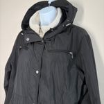 Ralph Lauren Lauren‎  Black Hooded Sherpa Lined Zipper Snap Closure Large Jacket Photo 1