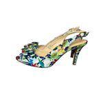 Kelly & Katie  Floral Open Toe heels Size 10 colorful bow girly bright sling back Photo 8