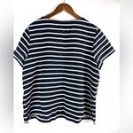 J. Jill XL Summer Striped Darkest Navy Popover Top Blue Photo 1