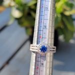Boutique NEW Platinum Plated Sapphire Pave Diamond Simulant Ring Photo 1
