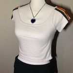 Zumiez Luna Chix White Rainbow Shoulder Crop Top Photo 0