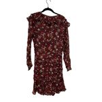 Veronica Beard NWT 100% Silk Floral Bordeaux Red Ruched Magg Mini Dress Size 6 Photo 5