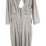 Free People Back Into It Pastel Sage Green Wide Leg Cotton Jumpsuit Large Photo 0