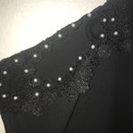 Zenobia Blouse Black Cold Shoulder Boutique Top w/ Pearls Sz 3X New Tie Front Photo 4