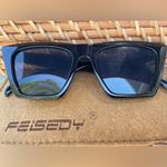 FEISEDY Vintage Square‎ Cat Eye Sunglasses Women Trendy cat eye Sunglasses black Photo 3