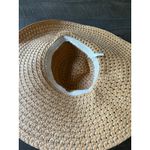 NWOT FLOPPY TAN STRAW‎ HAT Summer w/ removable Leopard Ribbon Tie Bow Photo 2