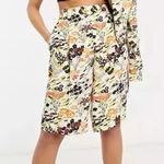 Topshop Idol Cream Floral Bloom Print City Wide Leg Size 8 Knee Length Photo 0