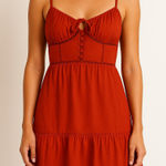 Urban Outfitters Red Cut-Out Corset Mini Dress Women's Size Medium Photo 0