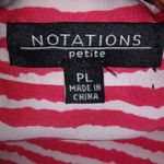 Notations LP Paint Brush Striped Pocketed Semi-Sheer Top Petite Coral Red White Photo 7