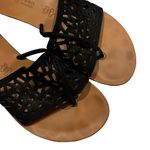 Paul Green  Laser Cut Black Low Wedge Thong Sandal, Sz UK 6, US 8.5 Photo 4
