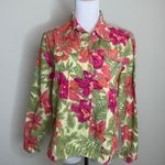 Vtg Floral Cotton Pearl Button Jacket Medium Pink Photo 0