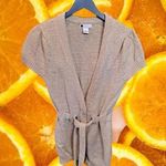 carole little Tan Knit Snap Closure Belted Sweater Size Small Photo 0