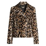 Trina Turk NWT  Reprise Leopard Faux Fur Moto Jacket Size 12 Photo 5
