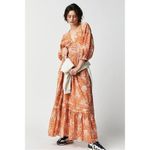 Free People Golden Hour Maxi Dress Bohemian Floral Dainty Tan Neutral Medium Photo 3