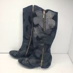 Donald J Pliner Devi Tall Black Knee High Riding Moto Biker Leather Boots 7.5M Black Size 7.5 Photo 2