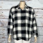 Old Navy NWT 2X Black & White Buffalo Plaid Flannel Boyfriend Button Down Shirt Photo 0