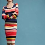 Tracy Reese  colorful striped body con dress, size M‎ Photo 1