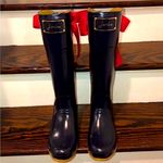 JOULES EVEDON Navy Blue Tall Rain Boots with Red Grosgrain Bows US Size 8 Photo 12