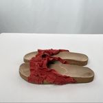 Anthropologie  Bianca Ruffled Slide Sandals in‎ Red Size 8 Photo 3