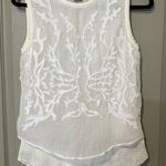 EXPRESS Trouvé White Layered Mesh Summer Lace Design XS Tank Top Vacation Photo 0