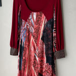 Save The Queen Dress Red Paisley Printed Long Sleeve Boho Mini Dress Size S Photo 0