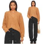 Free People  Alli V-neck Sweater in Camel Size Medium Photo 1
