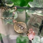 Gold Pink Leaf Fairy Feather Necklace New Photo 6
