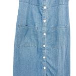 Petal and Pup Bettie Midi Dress Blue Denim Button Down Size Large Cottagecore Photo 7