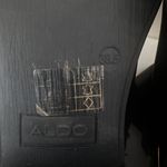 ALDO  Boots Womens 7.5 Black Leather Ankle Zip Up Moto Gold Hardware Buckle Biker Photo 5