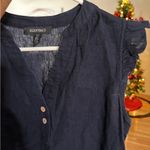 Ellen Tracy  Midnight Blue Ruffle Blouse Photo 6