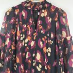 Adelyn Rae Mini Dress Women's XS Multicolor Printed Sheer Ruffle Sleeve Party Photo 2