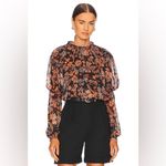 Free People Sz XSmall Clarissa Floral Printed Puff Sleeve Cropped Blouse Revolve Photo 1
