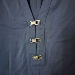 Banana Republic Blouse Short Sleeve Navy Blue Silver Clips Business Casual Light Photo 1