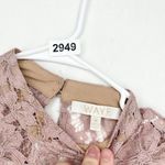 WAYF  Women's Blush Pink Greyson Lace Overlay Keyhole High Neck Blouse Size M Photo 3