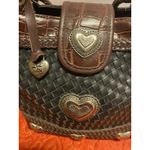 Vintage Western/Hearts Handbag Black And Brown Woven Leather And CrossbodyStraps Photo 7