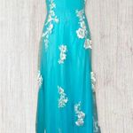 JJ's House New Formal Sky Blue Flower Floral Lace Overlay Mesh Prom Wedding Gown Maxi Dress Photo 5