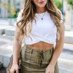 Suzette Collection  Olive Green Faux Suede Lace Up Skirt Size‎ Small Photo 0