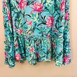 Stella Parker Collection Tropical Floral V Neck Tassel Sleeveless Ruffle Dress L Blue Size L Photo 1