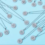 Silver Initial Crystal Pendant Necklace A Photo 3