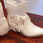 Pierre Dumas  Cream Fringe Ankle Booties Photo 1