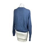 Urban Outfitters  LARGE Blue Chunky Cable Knit Long Sleeve V-Neck Sweater Top Photo 2