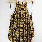 Free People NWOT Mimi Oversized Tank Top Tunic Sleeveless Black Gold Print Boho Photo 3