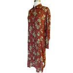 MOUSSY Shirt Dress Button Down Floral Burnt Orange Brown Long Sleeve Midi M EUC Size M Photo 9