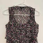 EXPRESS Black Purple Floral Mesh Tiered Ruffle Sleeveless Y2K Tank Blouse Top S Photo 1