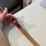 Liz Claiborne Vintage Red Genuine Saddle Leather Brass Buckle Belt Size Large Photo 10