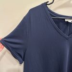 Garnet Hill  Navy Stretch Jersey Everyday T-Shirt Dress Lagenlook Cozycore Large Photo 6