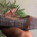 Grey plaid pointy toe ballet flats with brown t strap (Size EUR 38) Photo 4